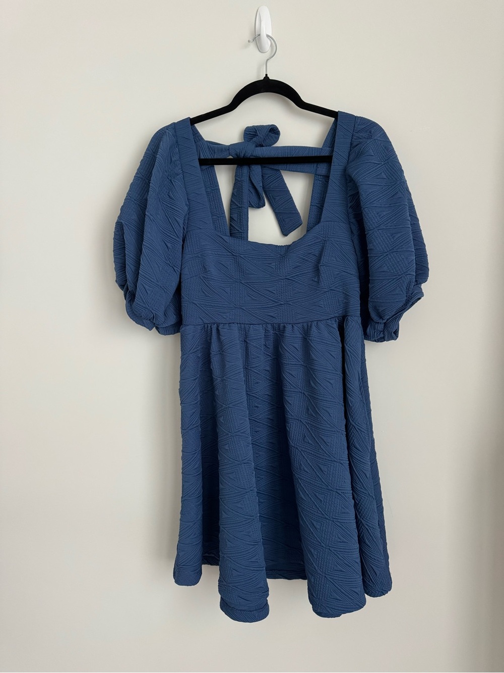 Free People Violet Puff-Sleeve Square-Neck Mini Dress - Dark Blue Navy - Picture 2 of 5